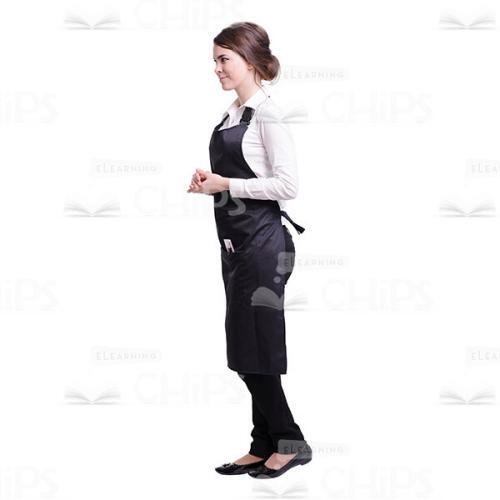 Confident Girl In Black Apron Closed Hands Cutout Image-0