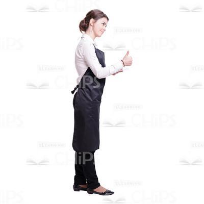 Pretty Waitress Thumb Up Gesture Side View Cutout-0