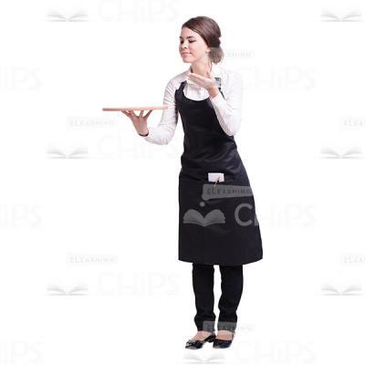 Polite Waitress Holding Wooden Plate Cutout-0