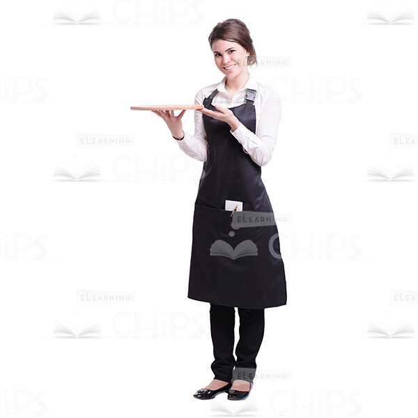 Cutout Waitress With Wooden Plate-0