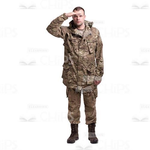 Peering Young Soldier In The Camouflage Cutout Photo-0