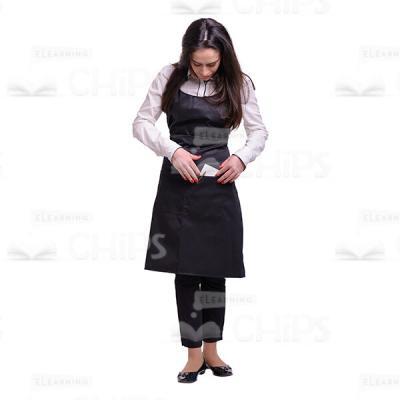 Nice Waitress Wearing Black Apron Cutout Photo-0