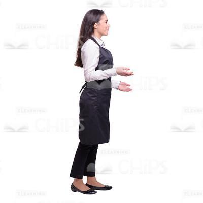 Young Waitress Gesticulating Profile View Cutout-0