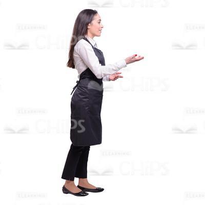 Pretty Waitress Talking With Client Cutout Image-0