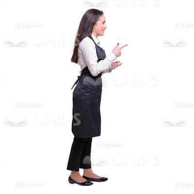 Young Waitress Pointing Forward Cutout Picture Profile View-0