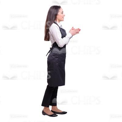 Glad Waitress Closed Hands Cutout Picture Profile View -0