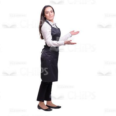 Half-Turned Waitress Spreads Arms Cutout Picture-0