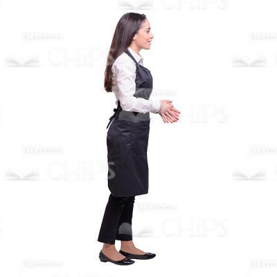 Cutout Picture Of Nice Waitress Locked Hands Profile View-0