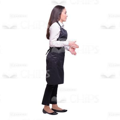 Nice Waitress Gesticulating With Both Hands Cutout Side View-0