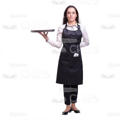 Handsome Waitress Holding Round Tray Cutout Photo-0