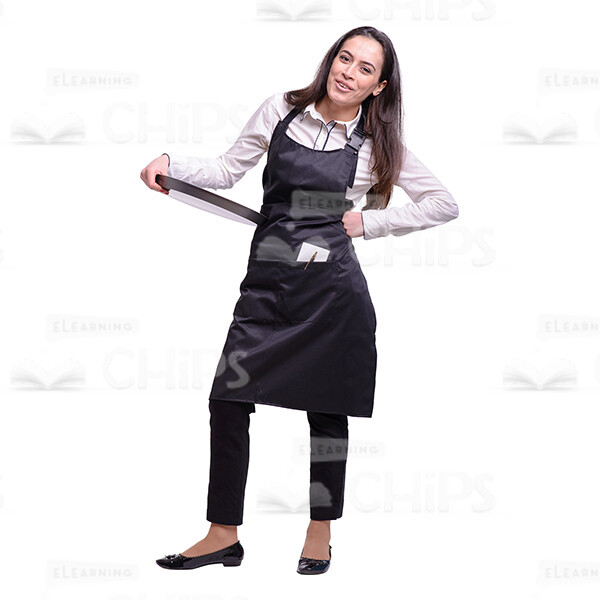 Good-Looking Waitress With Round Tray Cutout Image-0