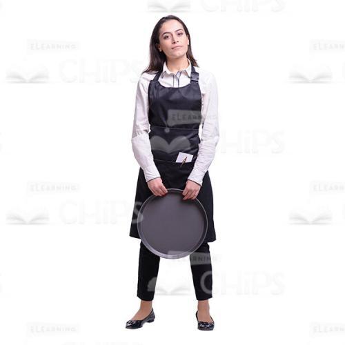 Confident Waitress With Round Tray Cutout Picture-0