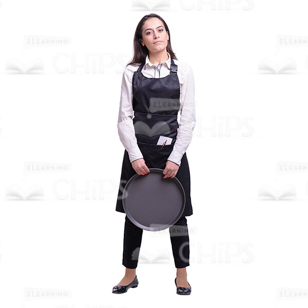 Confident Waitress With Round Tray Cutout Picture-0