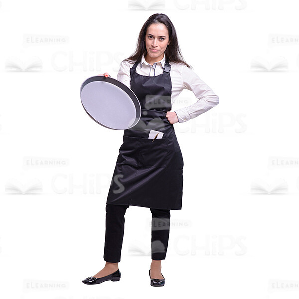 Pretty Waitress Focuses On Empty Tray Cutout Picture-0