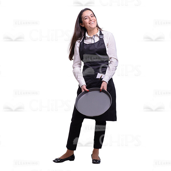 Excited Lady Holding Round Tray Cutout Photo-0
