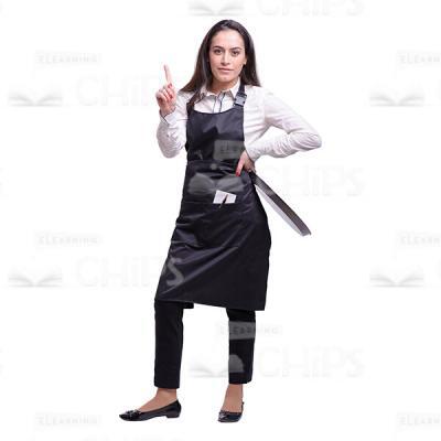 Cute Waitress "Have An Idea" Gesture Cutout Photo-0