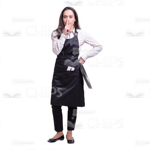 Calm Waitress Holding Finger At Lips Cutout Photo-0