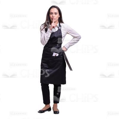 Cutout Photo Of Handsome Waitress Calling For Silence-0
