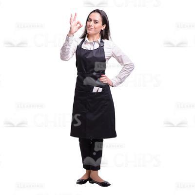 Cutout Image Of Nice Waitress Showing OK Gesture-0