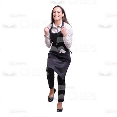 Excited Cutout Waitress Making Yes Gesture-0