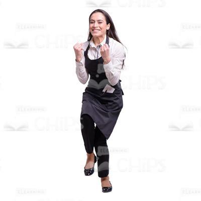 Cutout Image Of Extremely Happy Waitress-0
