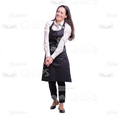 Excited Waitress Frowns Cutout Image-0