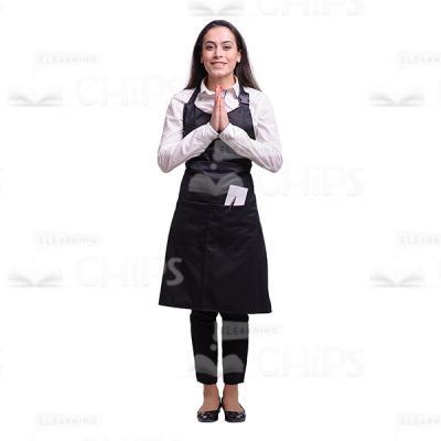 Smiling Waitress Asking For Help Cutout Photo-0