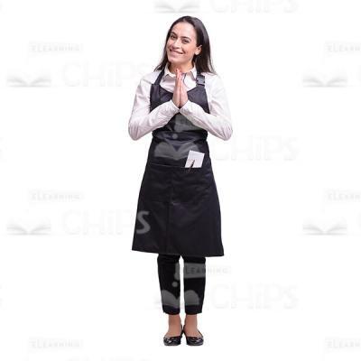 Smiling Waitress Praying Gesture Cutout Picture-0