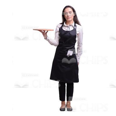 Nice Waitress With Wooden Plate Cutout Picture-0