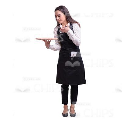 Impressed Waitress With Wooden Plate Cutout Picture-0