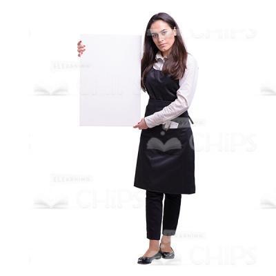 Young Waitress With Banner Cutout Photo-0