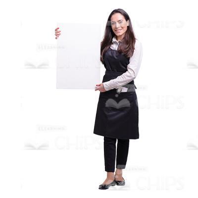 Happy Waitress Holding Presentation Cutout Photo-0