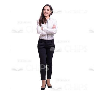 Smiling Young Woman Crossed Arms Cut Out Image-0