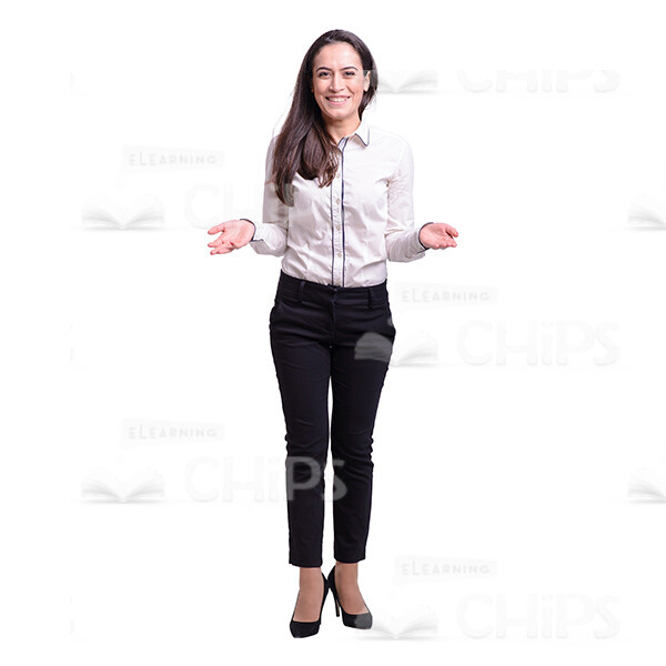 Smiling Business Lady Spreads Arms Cutout Picture-0