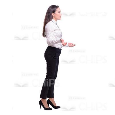 Nice Young Businesswoman Spreads Arms Cutout Photo-0
