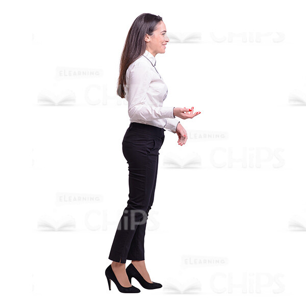 Excited Woman Gesticulating With Both Hands Cutout Profile View-0