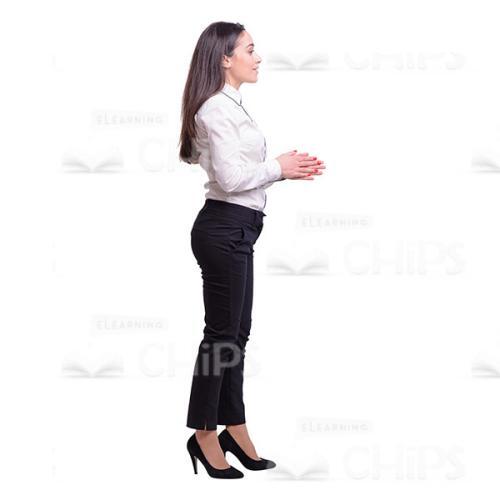 Handsome Woman Holding Palms Together Cutout Image-0