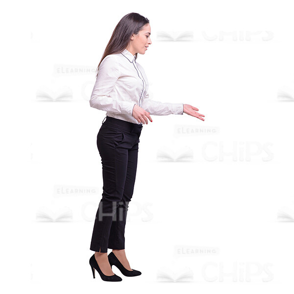 Cutout Image Of Woman Pointing With Left Hand Profile View-0