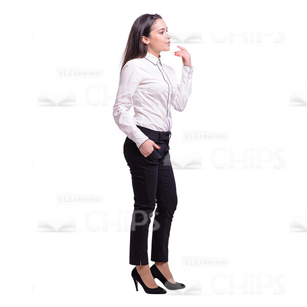 Cheerful Young Businesswoman Raising Left Hand Cutout Image-0