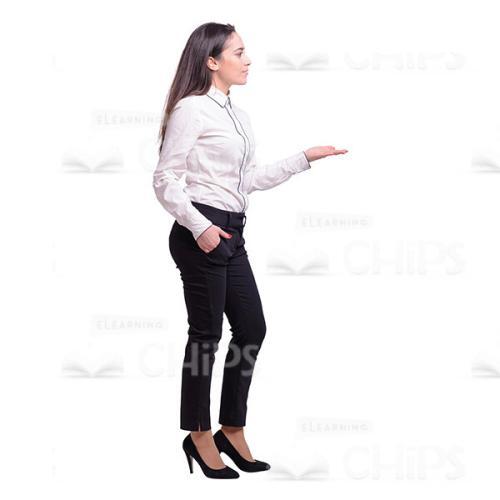 Profile View Young Woman Makes Presenting Gesture Cutout-0