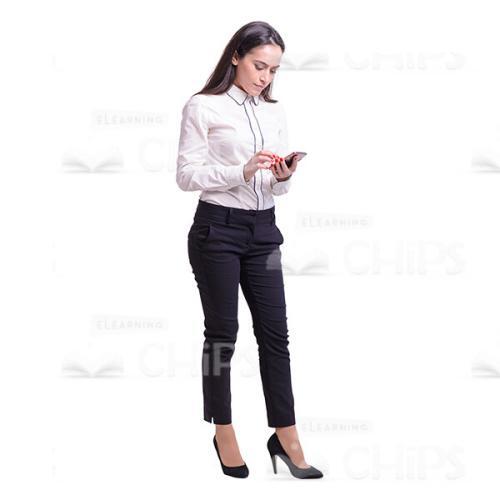 Half-Turned Young Woman Using Mobile Phone Cutout Photo-0