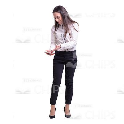 Smiling Business Woman Pointing On Mobile Phone Cutout -0