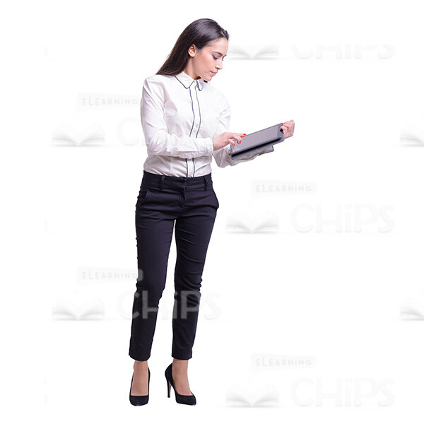 Cutout Image Of Young Lady Using Tablet-0