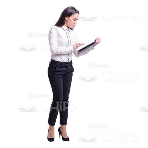 Half-Turned Lady Using Tablet Cutout Image-0