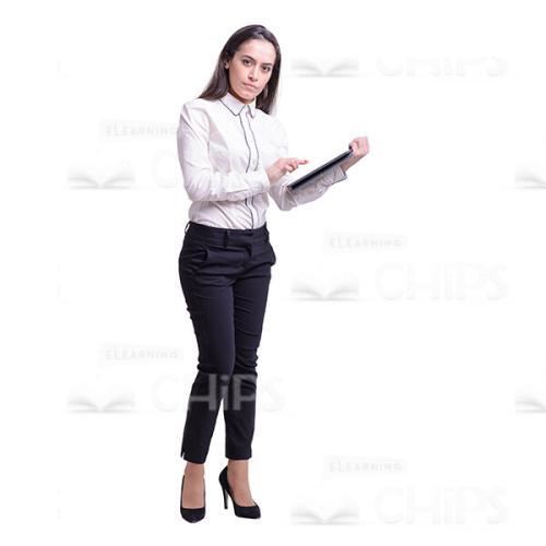 Calm Young Woman Working With Tablet Cutout Image-0