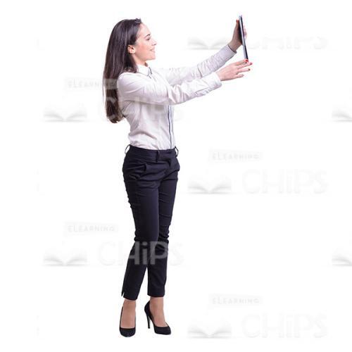 Excited Young Lady Using Tablet Cutout Picture-0