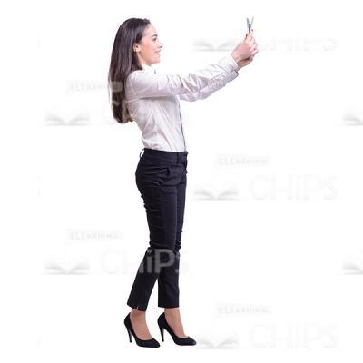 Young Business Lady Using Tablet Profile View Cutout-0