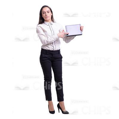 Young Woman With Tablet Holding Presentation Cutout Picture-0