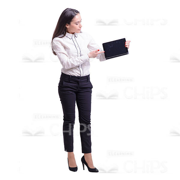 Cutout Picture Of Pretty Business Woman Pointing On Tablet-0