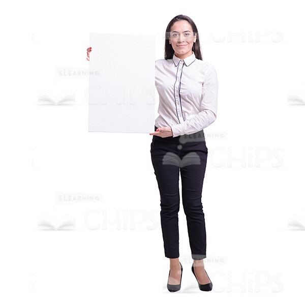 Smiling Businesswoman With White Board Cutout Photo-0